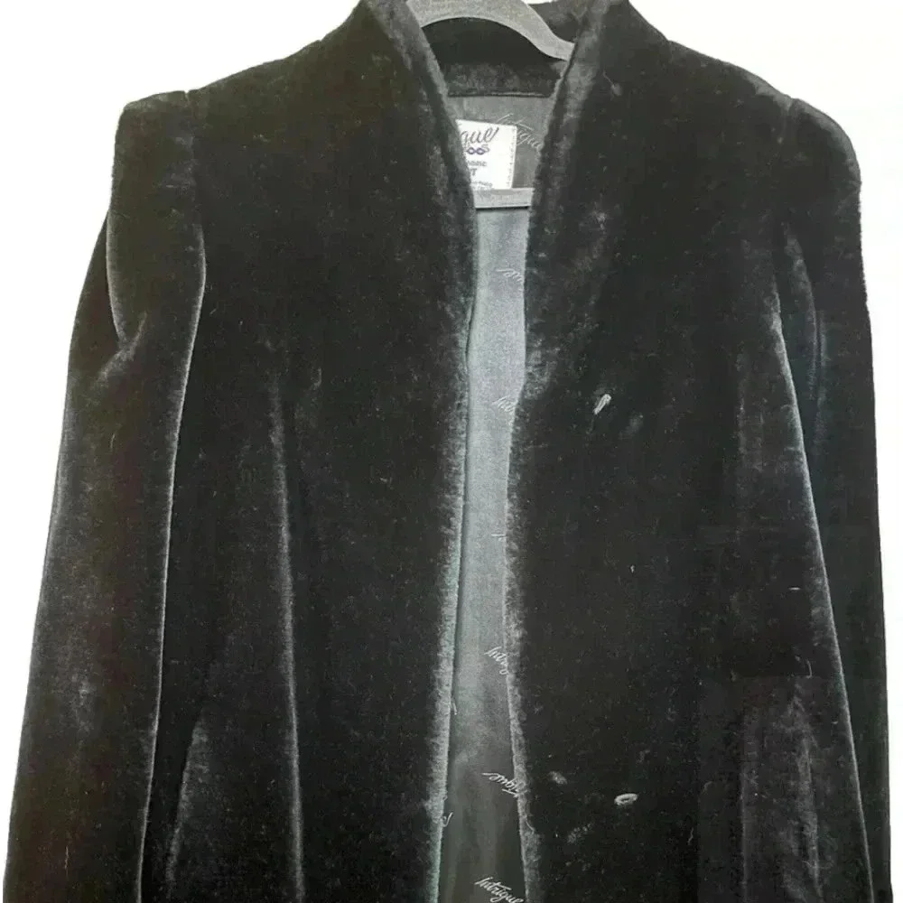 Vintage Womens Coat 13-14 Glenoit Intrigue Black Faux Fur Union Made in USA. - Picture 1 of 14